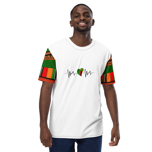 Men's Afro Print Sleeves Zam Heartbeat t-shirt