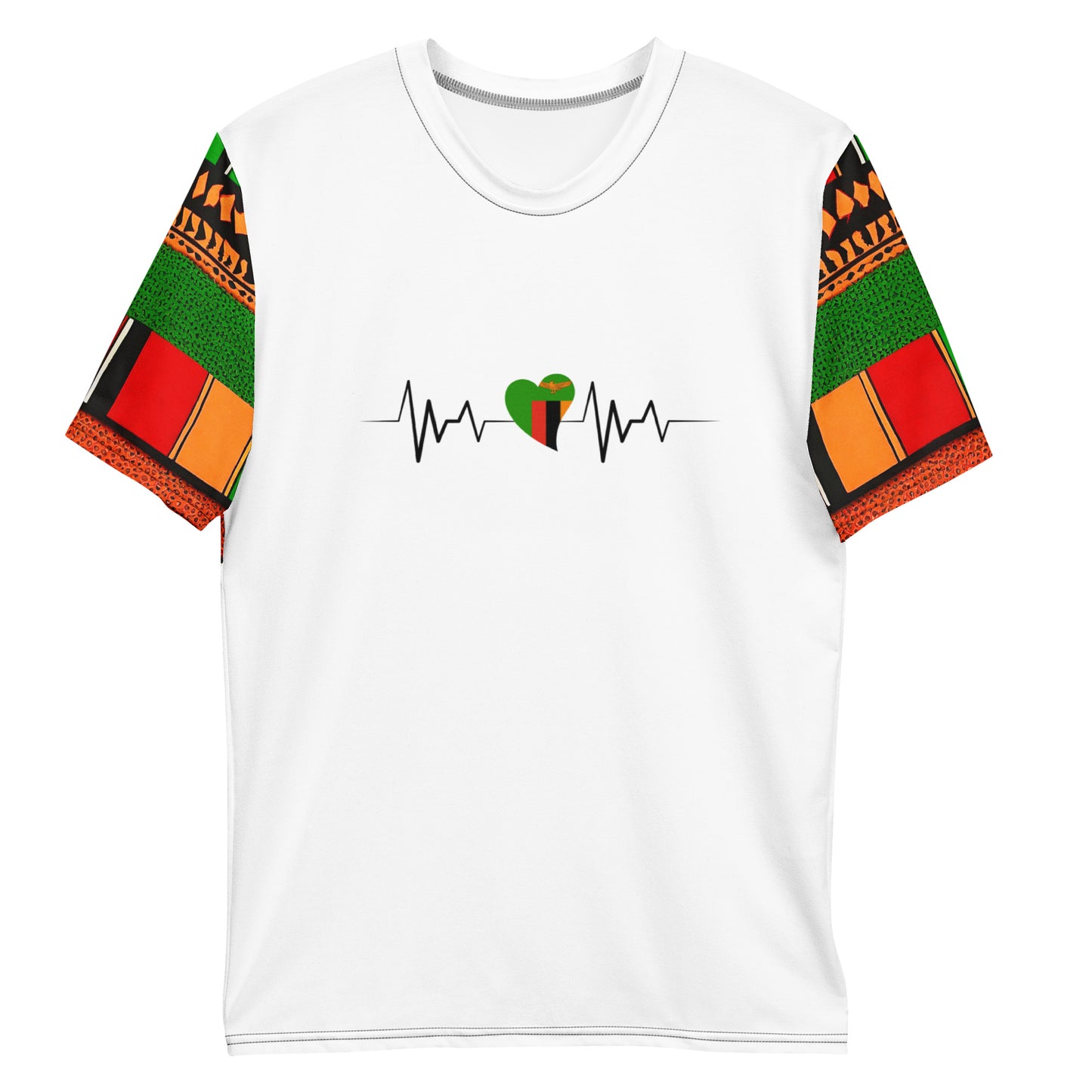 Men's Afro Print Sleeves Zam Heartbeat t-shirt