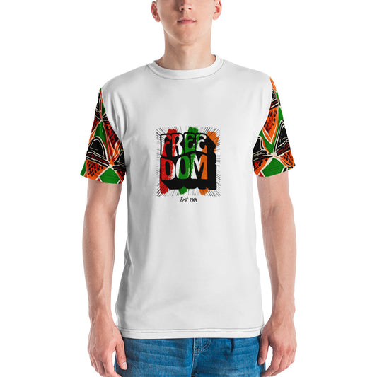 Men's Zambia Freedom Afro Sleeve Print t-shirt