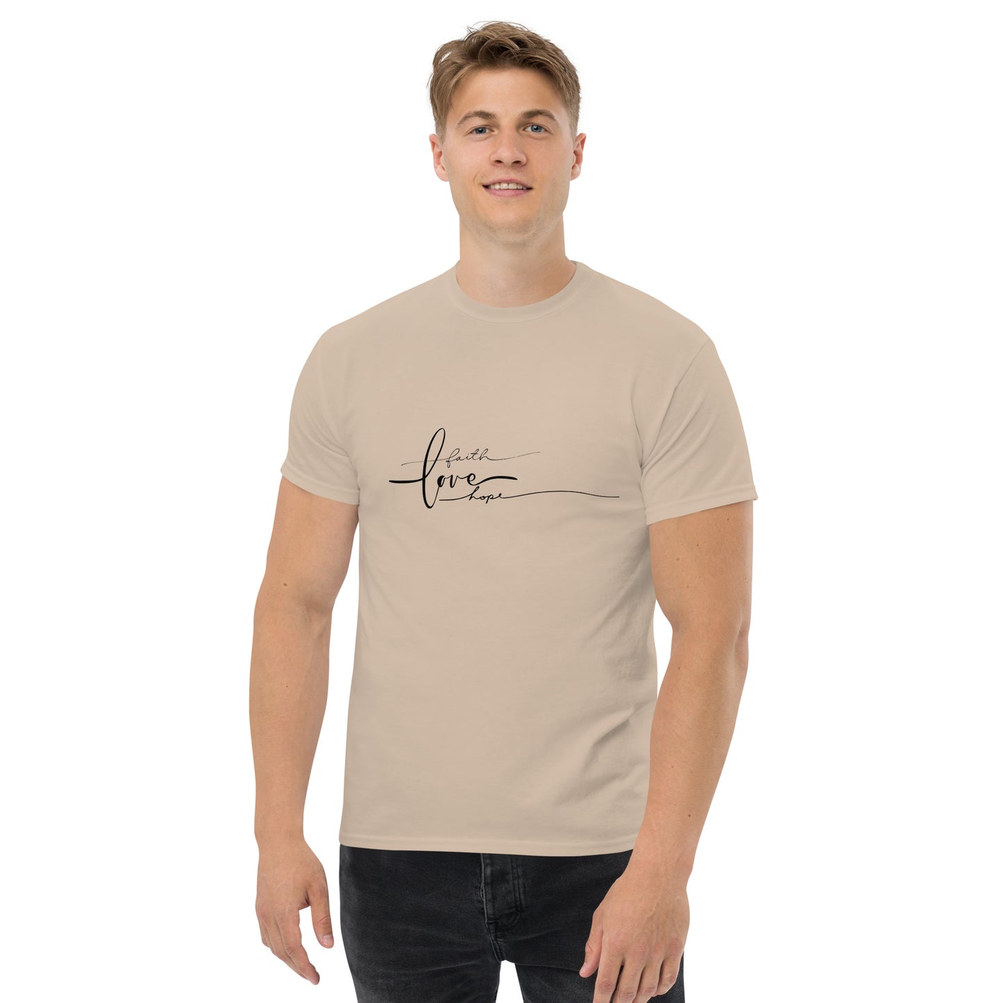 Men's classic Faith Hope Love (Black Print) t shirt
