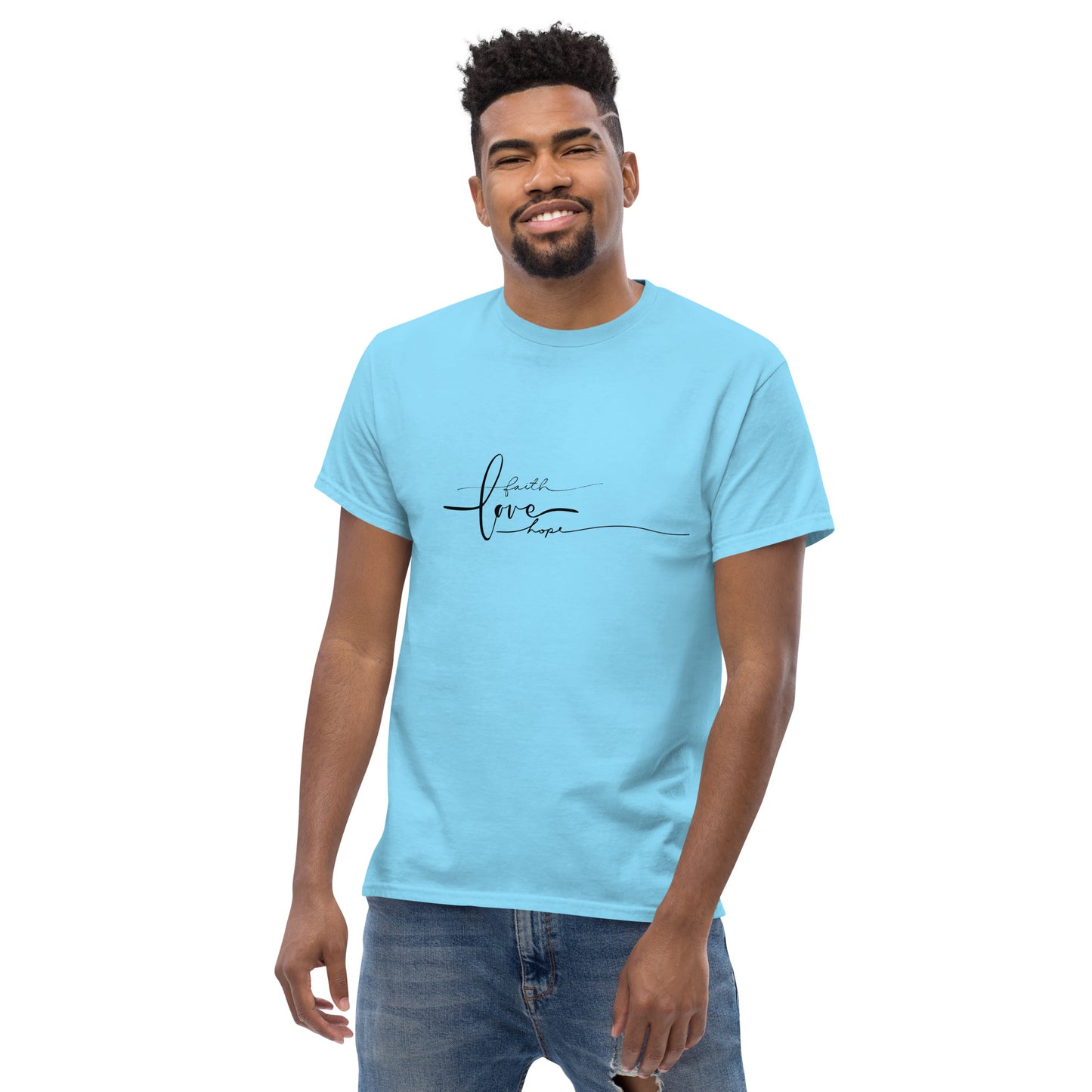 Men's classic Faith Hope Love (Black Print) t shirt