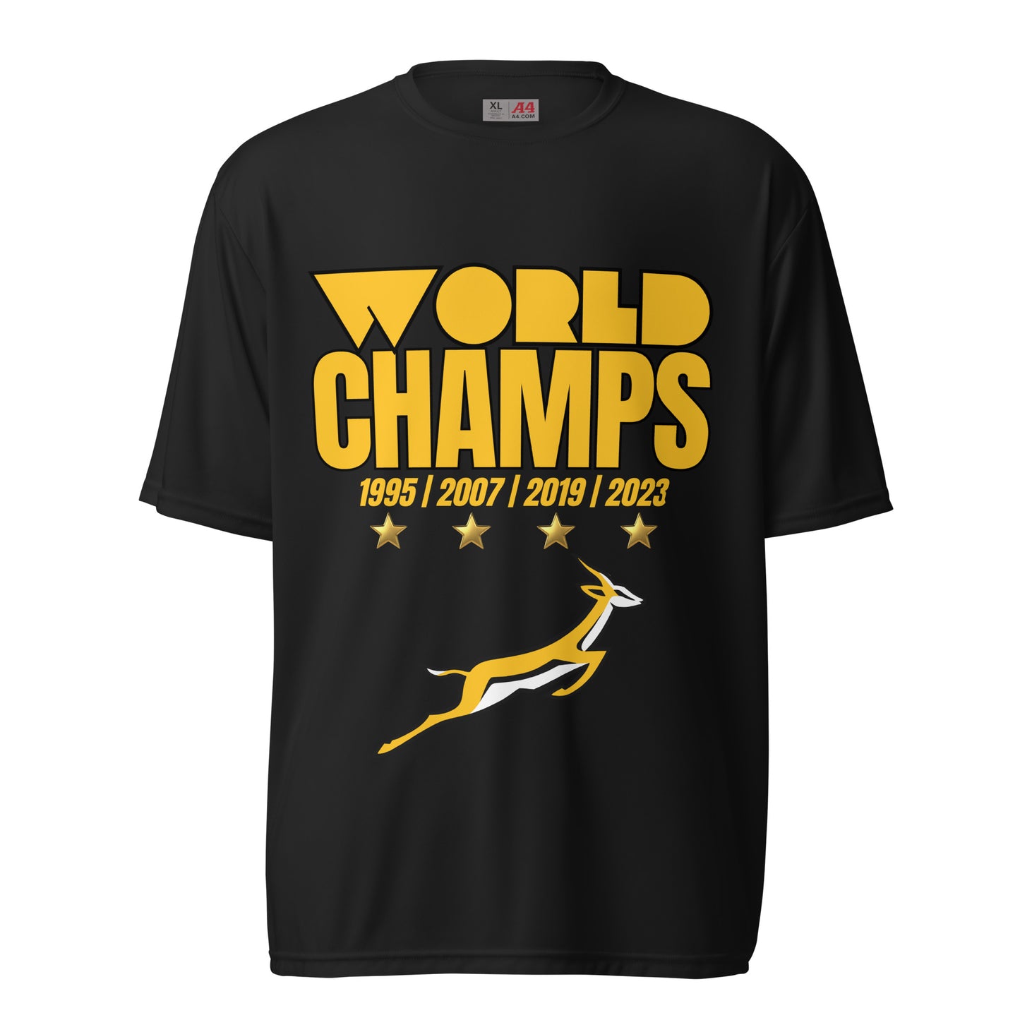 Unisex performance crew neck Springboks World Champs (Gold) t-shirt