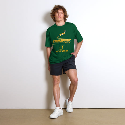 Unisex performance crew neck Springboks Gold Champions Rugby (Titles) t-shirt