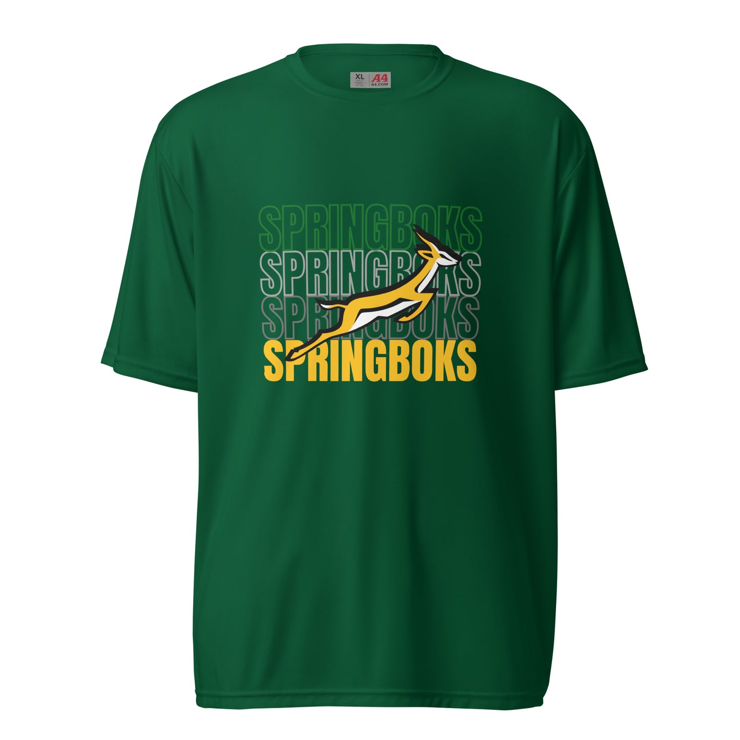 Unisex performance crew neck Springboks (Green and Gold)  t-shirt