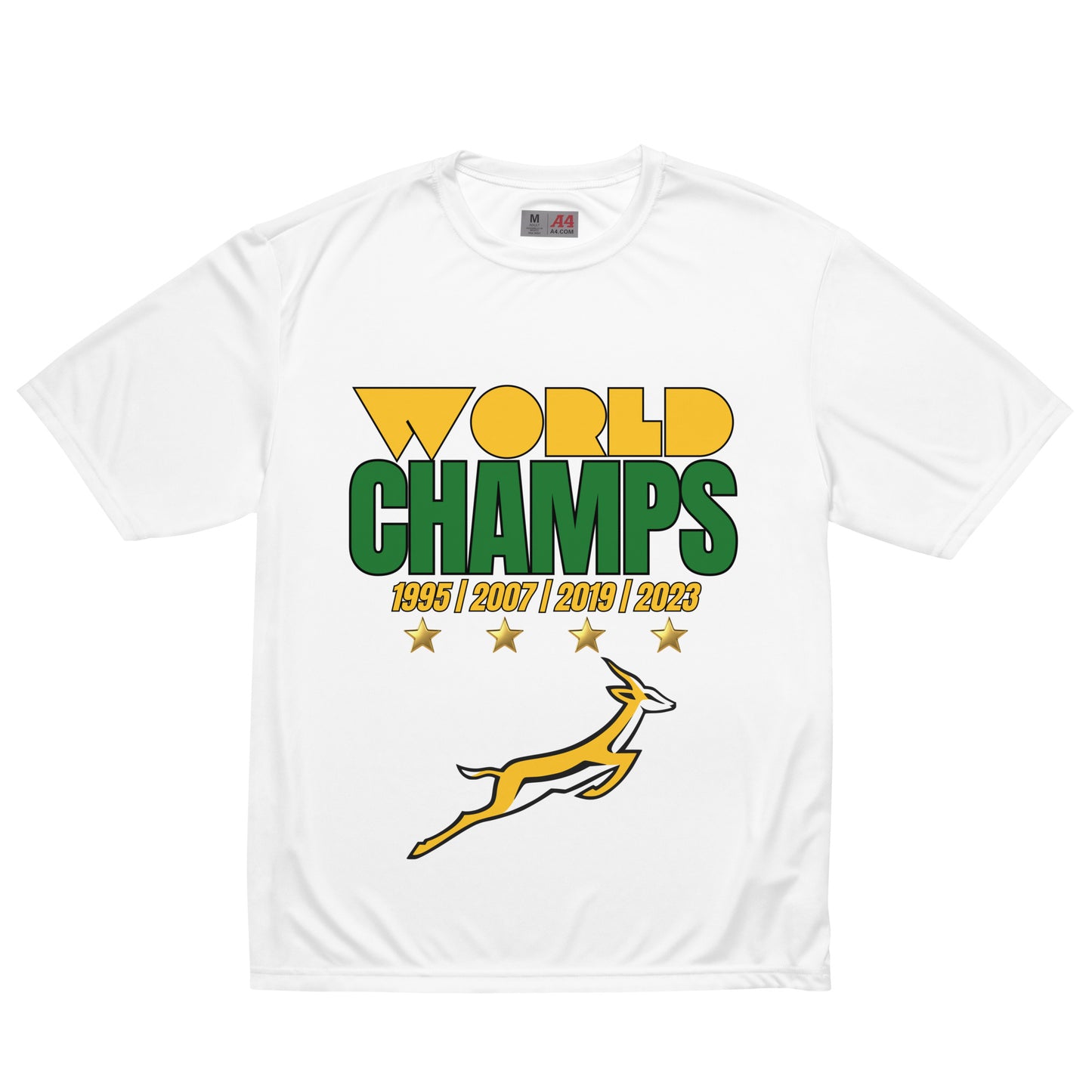 Unisex performance crew neck Springboks World Champs (Green/Gold) t-shirt