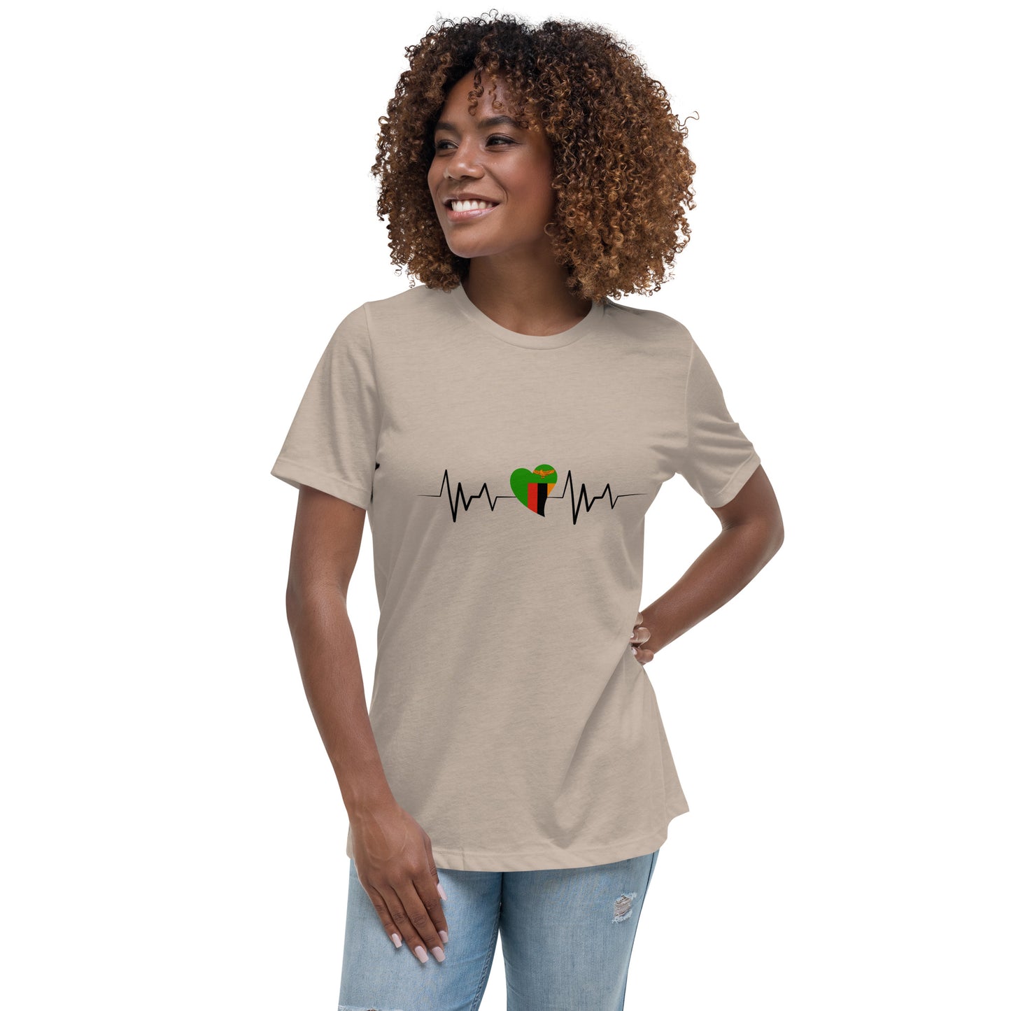 Women's Relaxed Zambia Heartbeat T-Shirt