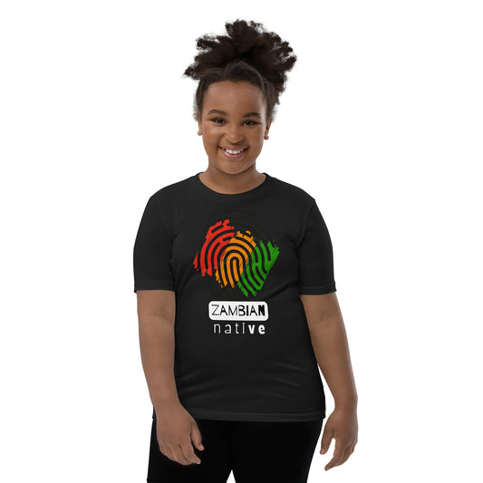 Youth Short Sleeve Zambian Native (Black) T-Shirt