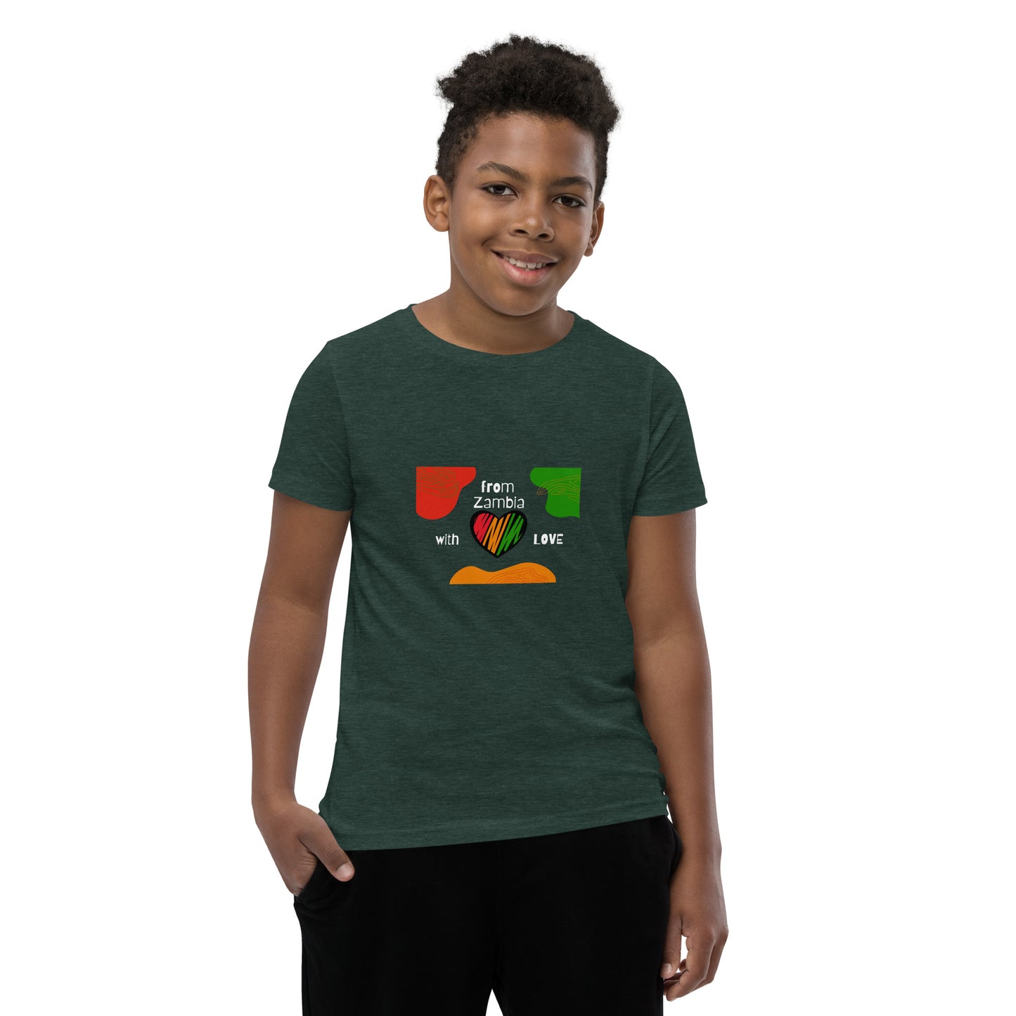 Youth Short Sleeve From Zambia With Love (White) T-Shirt