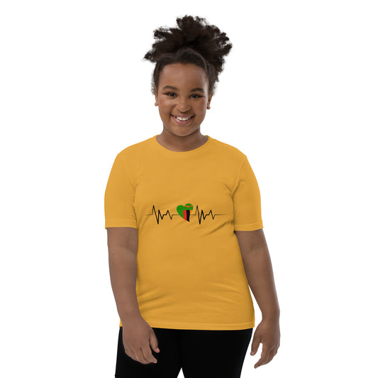 Youth Short Sleeve Zambia Heartbeat (Black) T-Shirt