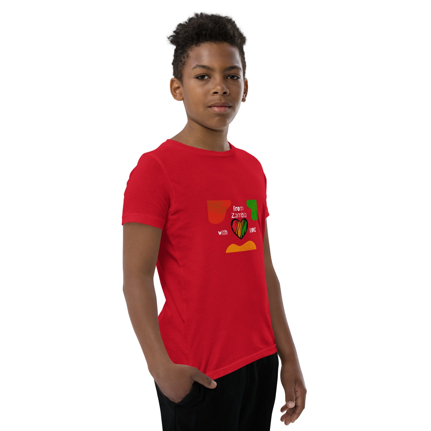 Youth Short Sleeve From Zambia With Love (White) T-Shirt